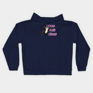 Cute fat cat in free fall Kids Hoodie